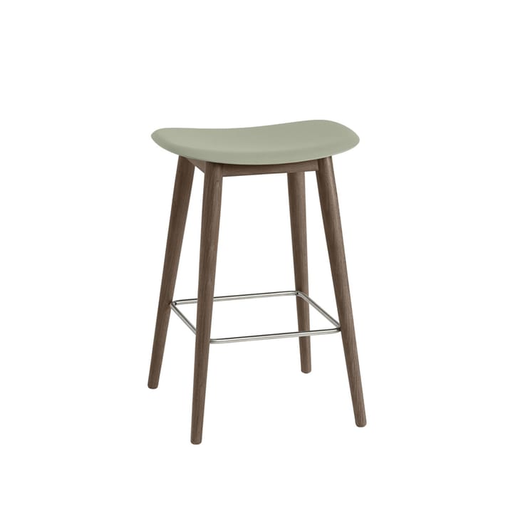 Fiber bar stool 75 cm - dusty green, mørkebrunbejdsede ben - Muuto