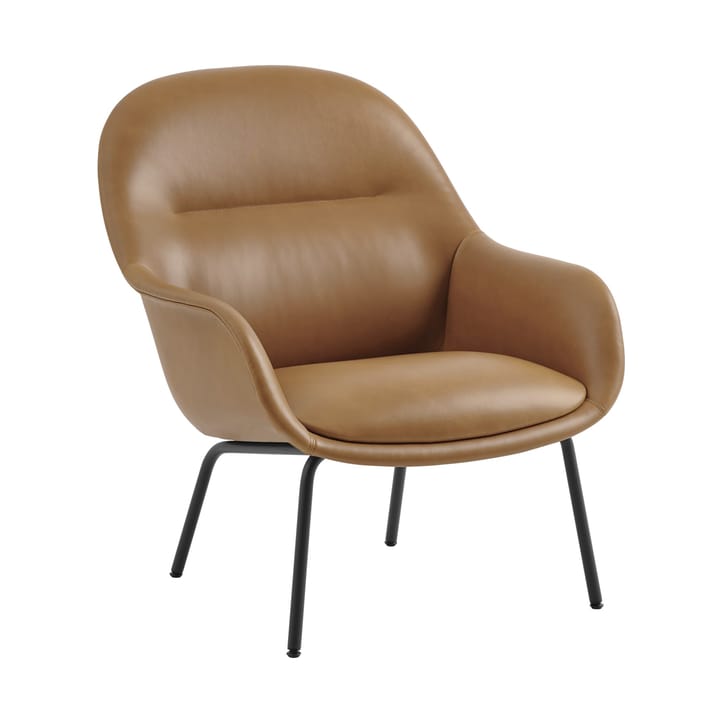 Fiber Lounge lænestol med stålben - Refine leather cognac-black - Muuto