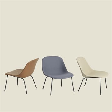 Fiber Lounge stol med stålben - beige, sort - Muuto