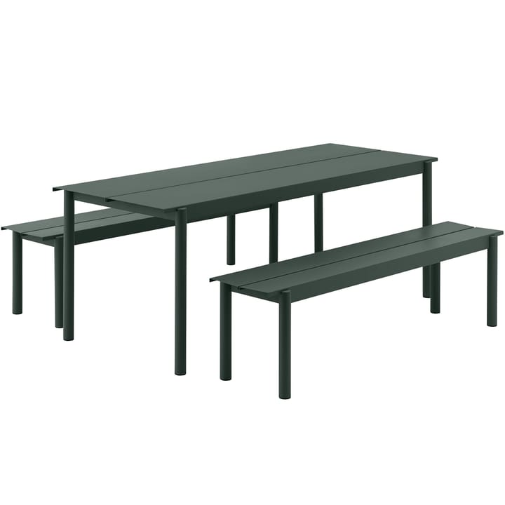 Linear steel bench bænk 170x34 cm, Dark green Muuto