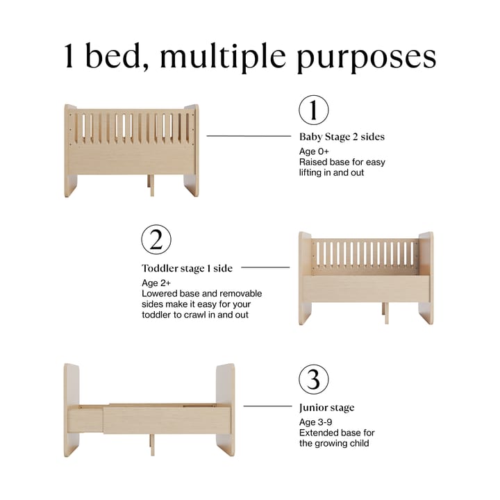 Form baby- og juniorseng 166x77,5x87 cm, Hvid Nofred