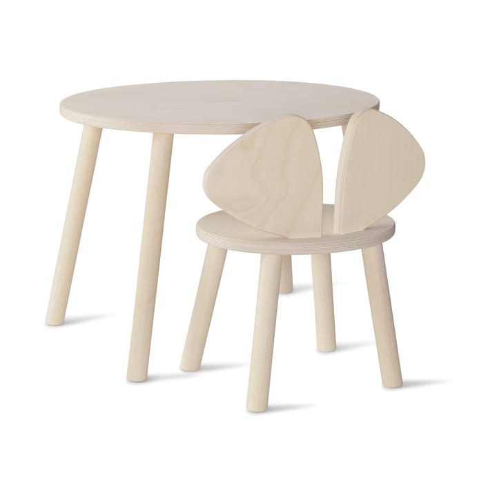 Mouse sæt børnestol + bord - Hvidpigmenteret - Nofred