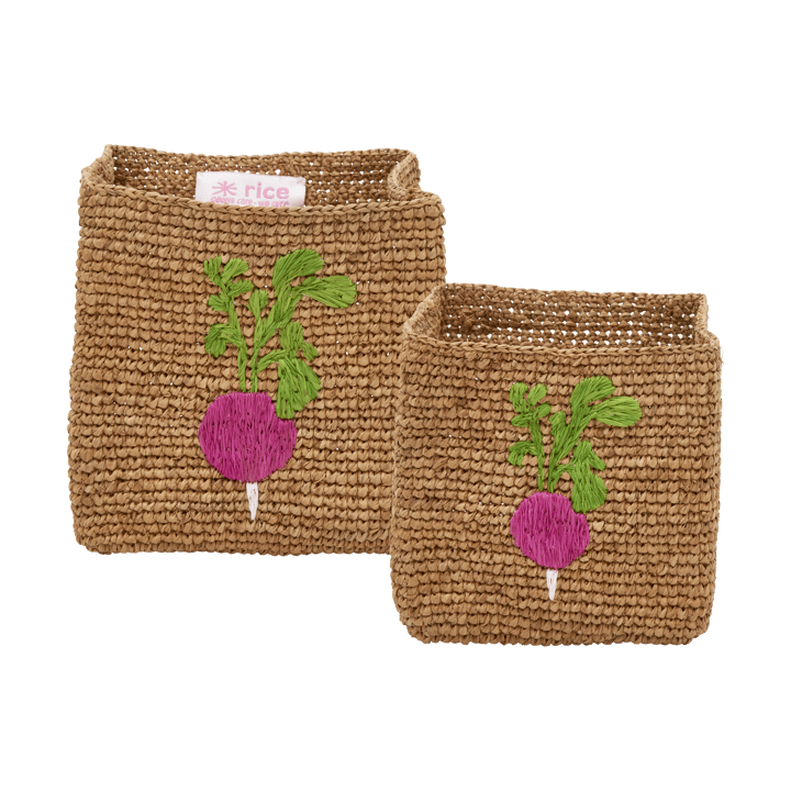 Rice Raffia opbevaringskurv 2 dele - Radish Embroidery-Tea - RICE