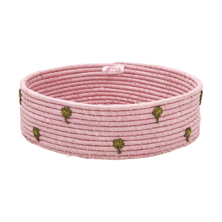 Rice raffia opbevaringskurv lav Ø35 cm - Pink - RICE