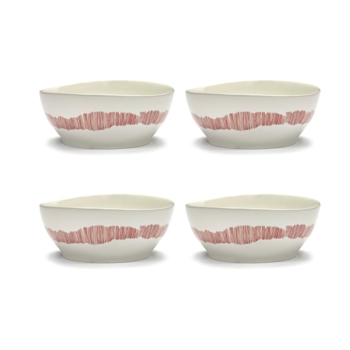 Ottolenghi Feast skål L Ø17 cm 4-pak - White stripes-red - Serax