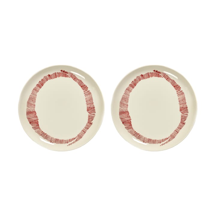 Ottolenghi Feast tallerken M Ø22,5 cm 2-pak - White stripes-red - Serax