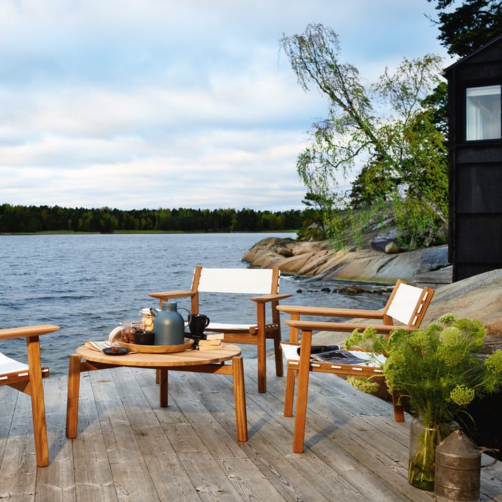 Djurö lounge lænestol, Batyline white, teak Skargaarden