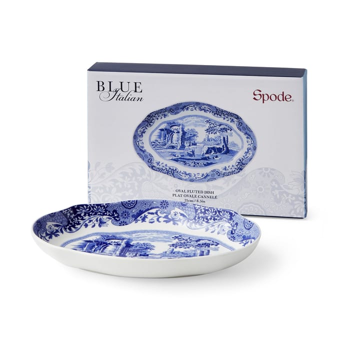 Blue Italian fed oval 14x21 cm - Blå-hvid - Spode