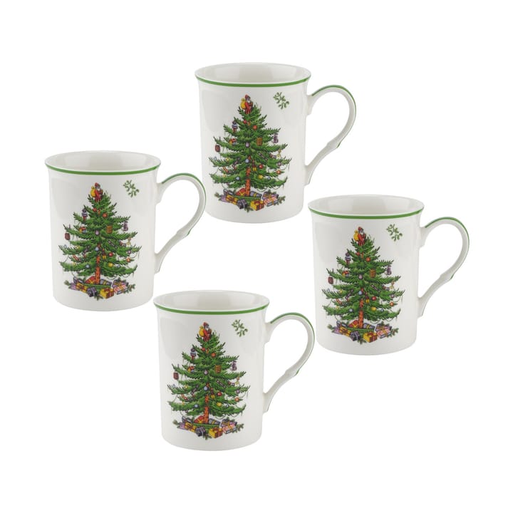 Christmas Tree krus 34 cl 4-pak - White-green-red - Spode