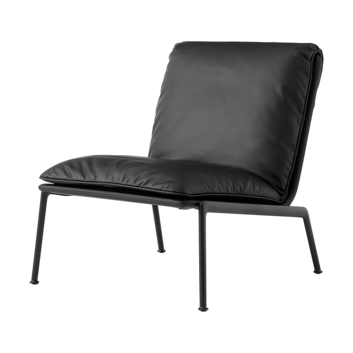 Muno LN18 lounge stol, Dark chrome-Noble leather Black &Tradition