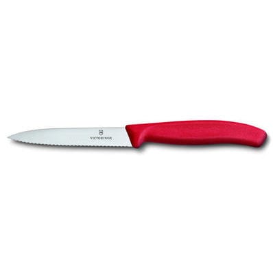 Victorinox grøntsags- & skrællekniv bølgetandet 10 cm - Rød - Victorinox