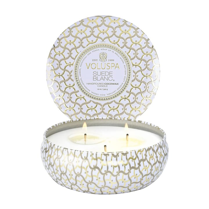 Maison Blanc 3-wick Tin duftlys 40 timer, Suede Blanc Voluspa